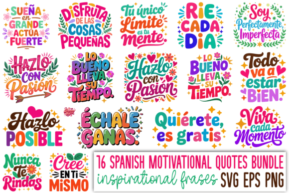 Download Spanish Motivational Quotes PNG Bundle - Motivational quotes png Collection