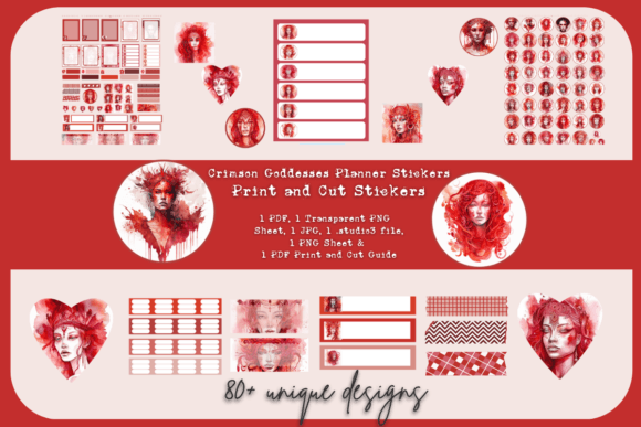 Download Crimson Goddess Digital Planner Stickers - Stickers Collection