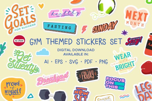 Download Gym Themed Digital Planner Stickers Set - Stickers Collection