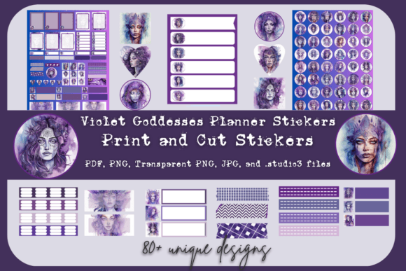 Download Violet Goddess Digital Planner Stickers - Stickers Collection