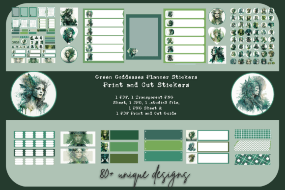 Download Green Goddess Digital Planner Stickers - Stickers Collection