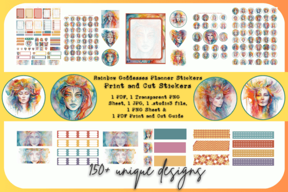 Download Rainbow Goddess Digital Planner Stickers - Stickers Collection