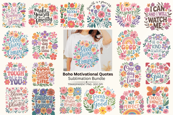 Download Boho Motivational Quotes Png Bundle - Motivational quotes png Collection