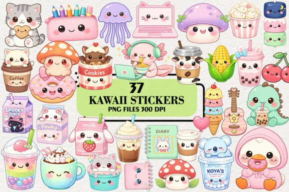 Download Kawaii Cute Stickers Clipart Bundle - Stickers Collection