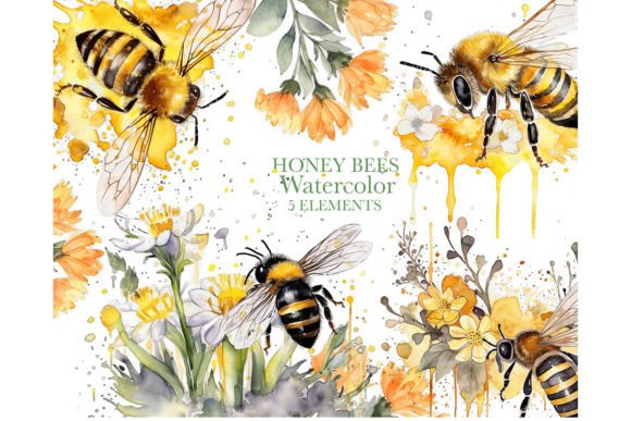 Download Watercolor Honey Bee, Nature Art - Nature art Collection