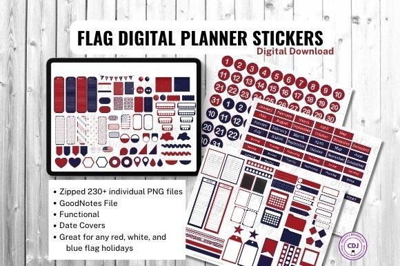 Download 4th of July Digital Planner Stickers - Stickers Collection